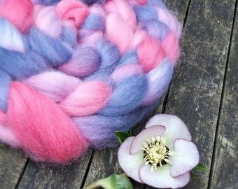 Hand dyed spinning fibre, Corriedale, 100g