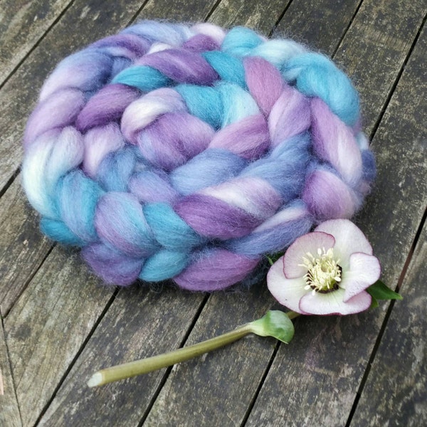 Hand dyed spinning fibre, Corriedale, 95g