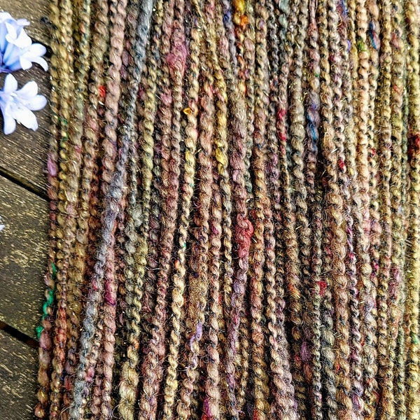 Handspun Art Yarn, Merino  Sari Silk Yarn, spiral yarn, heavily textured yarn, unique yarn