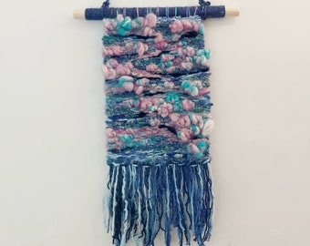Woven Wall Hanging, Modern Tapestry, Modern Weaving, Textile Art, Cherry Blossom Art