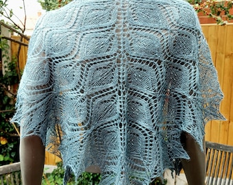 Handknit beaded silk shawl, luxury shawl, prom shawl, wedding shawl