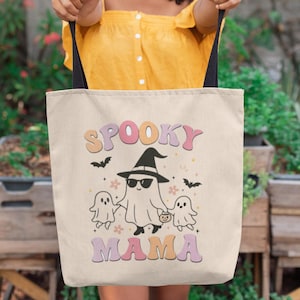 Spooky Mom Tote Bag, Halloween Mom Handbag, Gift for Her, Spooky Season Tote, Fall Tote Bag, Thanksgiving Tote, Mom Gift Bag