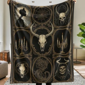 Halloween Vintage Retro Woven Blanket, Halloween Vintage Pumpkin Woven Tapestry, Halloween Ghost Scary Tapestry, Spooky Fall Blanket