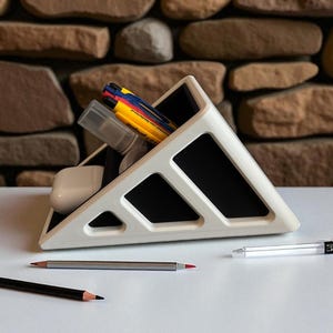 Modern Minimalist Desk Organizer & Pen Holder – Futuristic Office Decor, Stylish Workspace Accessory, Gift for Professionals