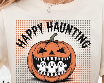Scary Pumpkin Ghost PNG: Halloween Jack-o'-Lantern clipart (digitale download)