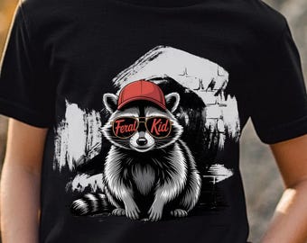 Funny Raccoon PNG: Feral Kid Streetwear Design (Digital Download)