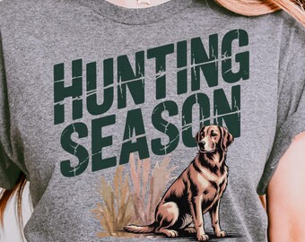 Labrador Retriever en temporada de caza PNG: Clipart rústico de otoño (descarga digital)