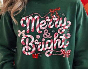 Feliz y brillante Navidad PNG, diseño de bastón de caramelo (descarga digital)