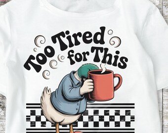 Clipart PNG de un pato divertido con café: Humor matutino sarcástico (Descarga digital)