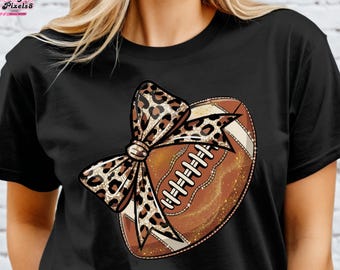 Fútbol con lazo de leopardo PNG: Clipart de día de juego glamuroso (Descarga digital)