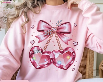 Corazones de cereza PNG – Diseño de lazo para San Valentín (Descarga digital)