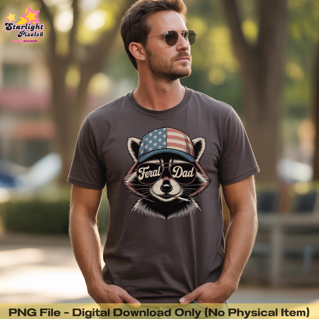 Feral Dad Raccoon PNG: Vintage American Flag, Funny Digital Download - Etsy