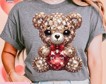 Osito de cristal PNG, imagen prediseñada de piedras preciosas de San Valentín (descarga digital)