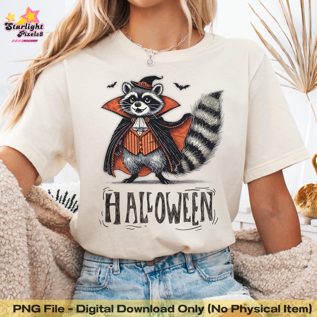 Vampire Raccoon Halloween PNG: Spooky Fall Clipart (digital Download ...