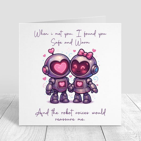 Robotic Couple Valentine's Day Card – Nerdy Geek-Chic Love Greeting