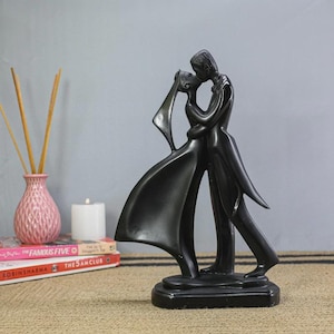 Avantiquea 11.5x7.5 Inches Romantic Couple Statue – Black Dancer Figurine for Home Decor, Valentine’s Day Gifting&#39;s, Anniversary Decoration