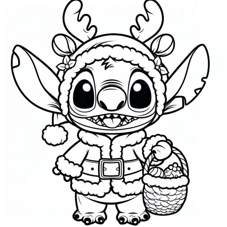 Christmas Alien Coloring Pages - Holiday Kids Activity (PDF) - Etsy
