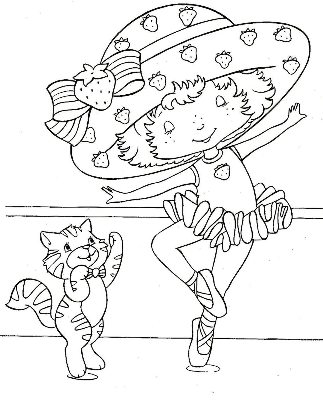Strawberry Girl Coloring Pages – Cute Kids Printable Activity (PDF) - Etsy
