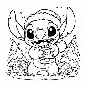 Christmas Alien Coloring Pages - Holiday Kids Activity (PDF) - Etsy