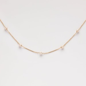 Handmade Pearl Bead Necklace, Dainty Pearls Station Necklace, Pearl Chain Necklace, Real Pearls Jewelry, Wedding Jewelry, Bridesmaid Gift