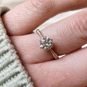 2 CT Round Cut Moissanite Ring, 14K Solid Gold Engagement Ring, Diamond Wedding Ring, Dainty Promise Ring, Anniversary Gift For Women