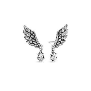 Dinglande Änglavingar Pavé Klar CZ Pandora Style Örhänge S925 Sterling Silver
