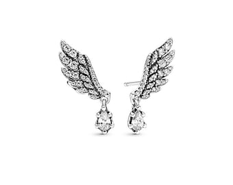 Ohrstecker „Engelsflügel“ mit Pavé-Fassung und klaren Zirkonia von Pandora, 925 Sterlingsilber