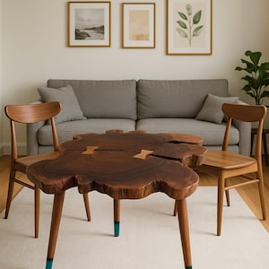 Resin Coffee Table, Solid Wood Center Table for Living Room,Unique Handmade Modern Furniture & Natural Epoxy Table, Epoxy Resin + Wood Table