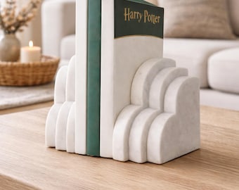 Handmade Art Deco Marble Bookends For Book Lovers