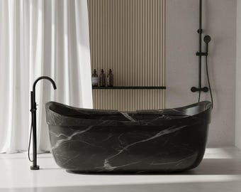 Handmade Luxury Marble Stone Soaking Bathtub: Modern Bathroom Freestanding Tub with Custom Size