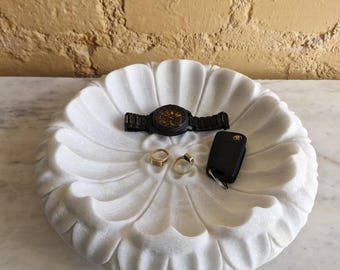 Handcrafted White Marble Flower Urli Bowl