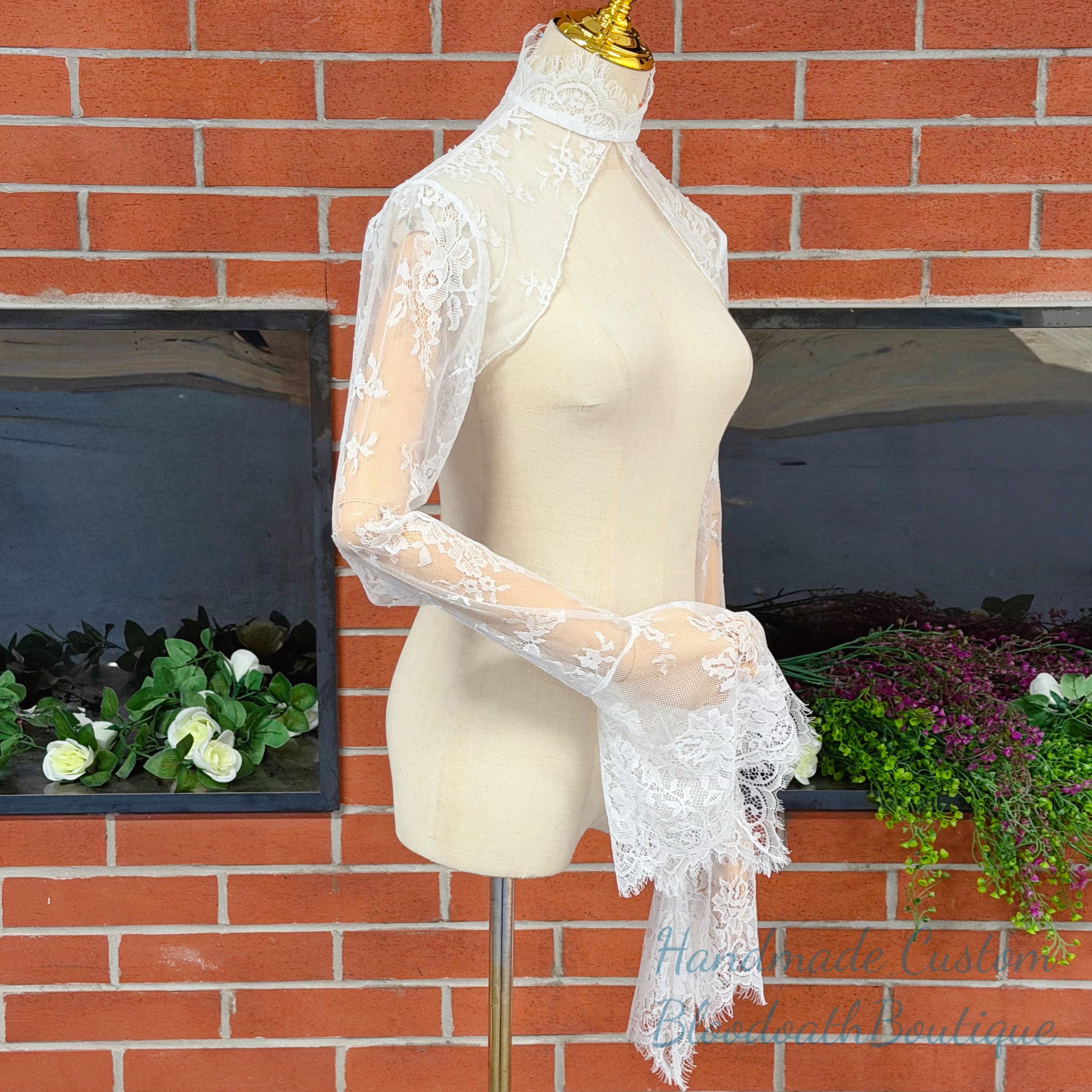 White Lace Bell Sleeve Shrug - Etsy White Lace Bell Sleeve Shrug - Etsy