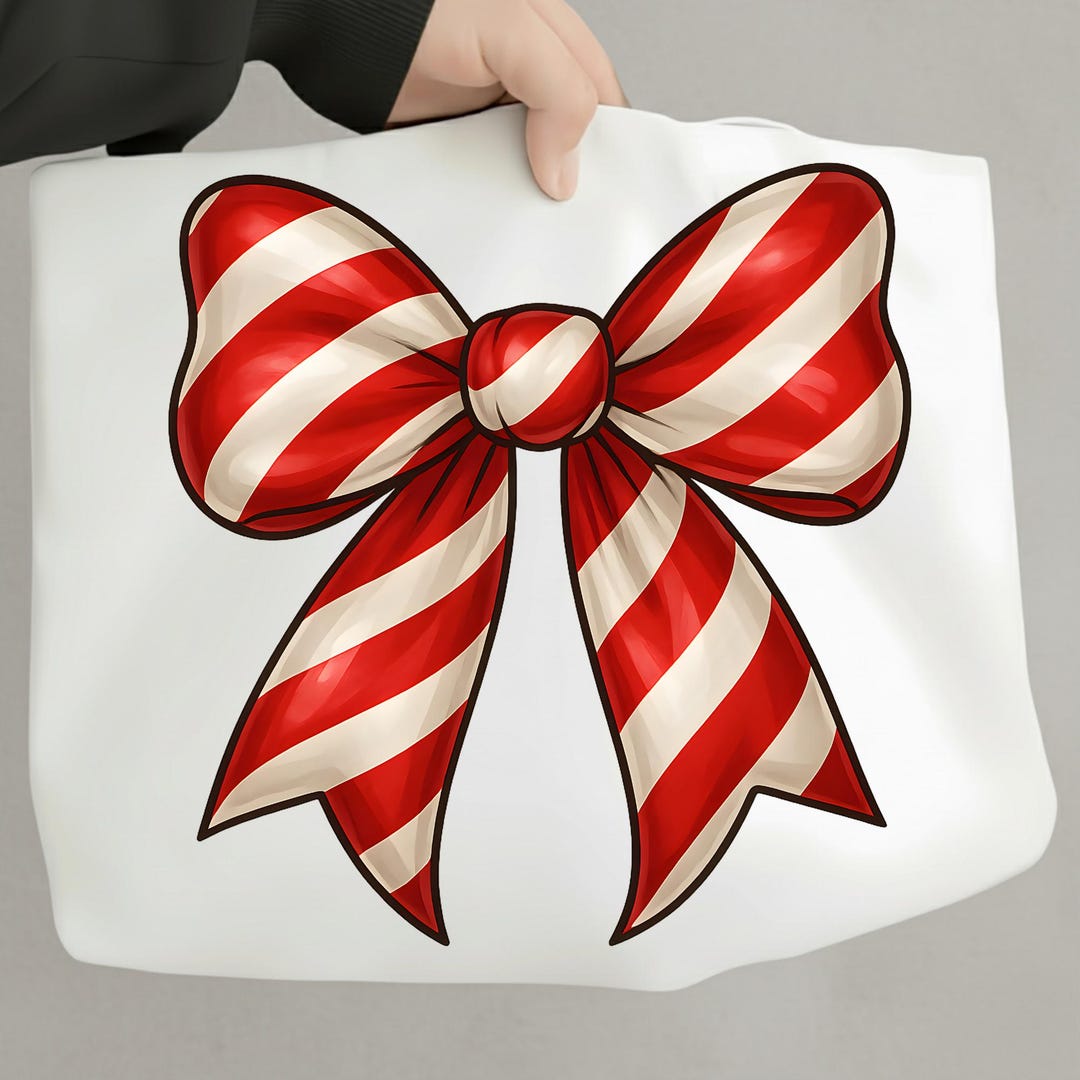 Candy Cane Bow PNG, Christmas Hair Bow Clipart, Red White Stripe Ribbon ...