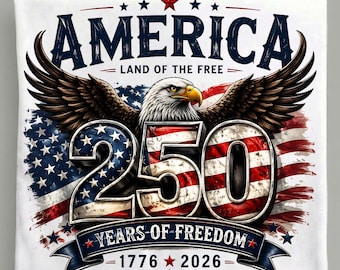 Amerika 250 Jahre Freiheit PNG, 1776 2026 Weißkopfseeadler Sublimation, Land des freien Vaterländischen Hemddesigns (digitaler Download)
