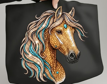 Strass Pferd PNG, Gold Türkis Pferd Clipart, Bling Western Cowgirl PNG, Glitzern Reiter Sublimation, Glam Pferd Digitaler Download