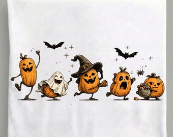 Funny Halloween Pumpkin PNG, Pumpkin Squad Doodle, Ghost Witch Jack O Lantern Sublimation (Digital Download)