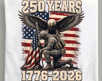 250 Jahre 1776-2026 PNG, kniender Soldat Vaterländische Kunst, 250-jähriges Jubiläum der USA, American Eagle veteran File, Semiquincentennial Sublimation