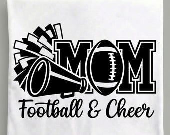 Football & Cheer Mom PNG, Mom of Both Sports Design, Football Cheer Sublimation, Black White Digital Download