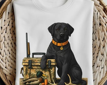 Black Lab Hunting Dog PNG, Labrador Retriever Hunting Design, Duck Hunting Sublimation, Hunting Dog Digital Download