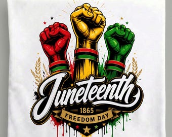 Juni 1865 Freiheitstag PNG, Drei Fäuste Einheit Sublimation, Schwarze Geschichtsfeier Shirt Design (Digitaler Download)
