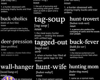 Hunting Season PNG Bundle, Definition Style Hunting Sayings, Funny Deer Buck Duck Antlers Clipart, Outdoors Hunting Life, Gift for Hunters