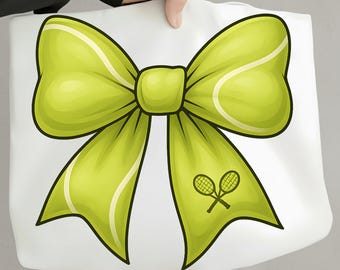 Tennis Bow PNG, Cute Tennis Ribbon PNG, Sports Bow Sublimation, Tennis Mom Shirt Design, Game Day Tennis Clipart for Sublimation