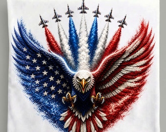 4. Juli Adler-Kampfjets PNG, Flügel der amerikanischen Flagge, Vaterländische Flugschau Sublimation (Digitaler Download)