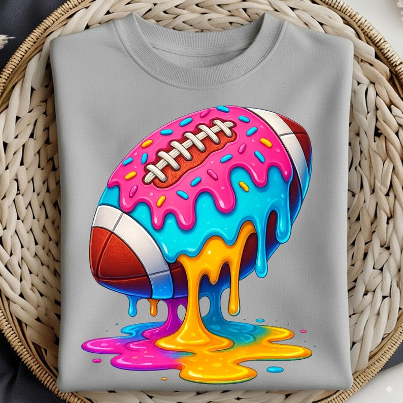Dripping Ice Cream Football PNG, Colorful Sprinkle Football Sublimation