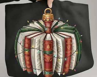 Kerstornamentboek png, gezellige kerstboekenliefhebber png, retrovakantie lezen png, bibliothecaris kerstmis png, leraar kerstsublimatie