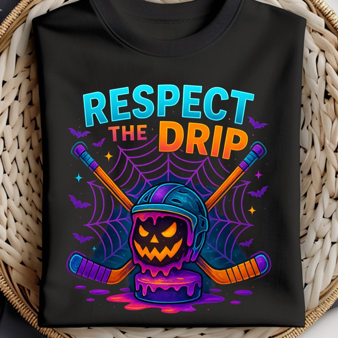 Respect the Drip Hockey PNG, Funny Halloween Hockey Sublimation, Spooky ...