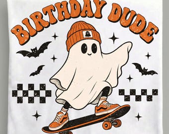 Birthday Dude PNG, Skater Ghost Halloween, Retro Skateboard Sublimation (Digital Download)