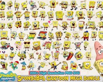 200+ Sponge Bob SVG PNG Bundle, Sponge Bob Clipart, Patrick SVG, Bikini Bottom Graphics, Cricut Files, Instant Download