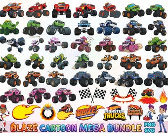 70+ Blaze and Monster Truck PNG SVG Bundle | Cartoon Racing Clipart | Transparent Files for Cricut, Sublimation & Crafts