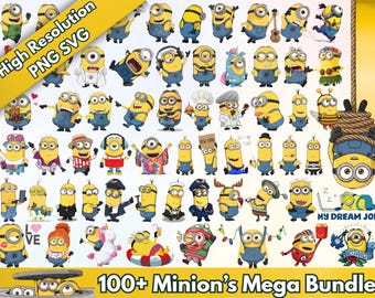 100+ Minions PNG Bundle, Cartoon Character Clipart, High Resolution Transparent PNG Files, Cricut Sublimation Design, Instant Download